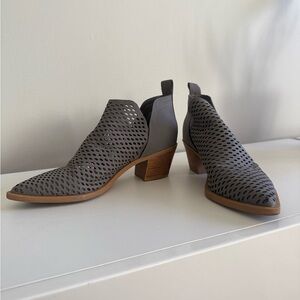 Gray Perforated Kenyon Ankle Boots